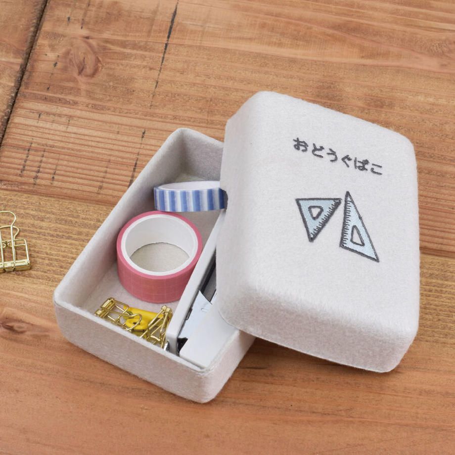 日本P+G design - 刺繡羊毛氈硬式掀蓋收納盒-膠帶