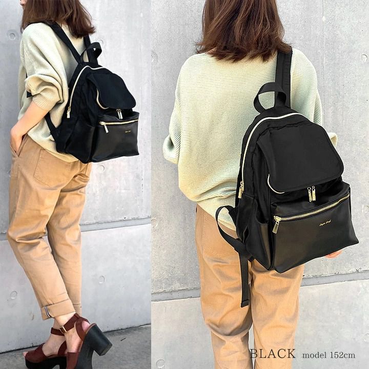 日本 Legato Largo - 10pocket輕量拼接尼龍皮革後背包-米棕-520g