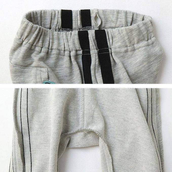 日本 ZOOLAND - 春季出遊印花運動長褲-背後刺繡車車-淺灰