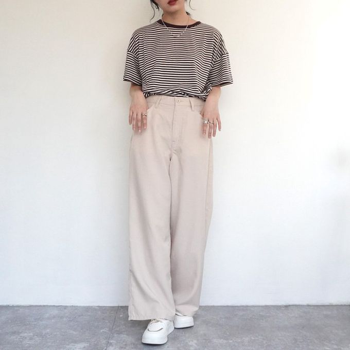 日本女裝代購 - 接觸涼感 腳長效果抗皺休閒寬褲-黑