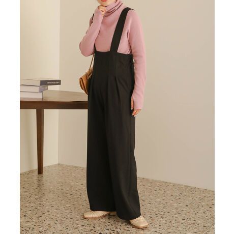 日本 Bab - 文藝少女歐風吊帶褲-格紋-卡其