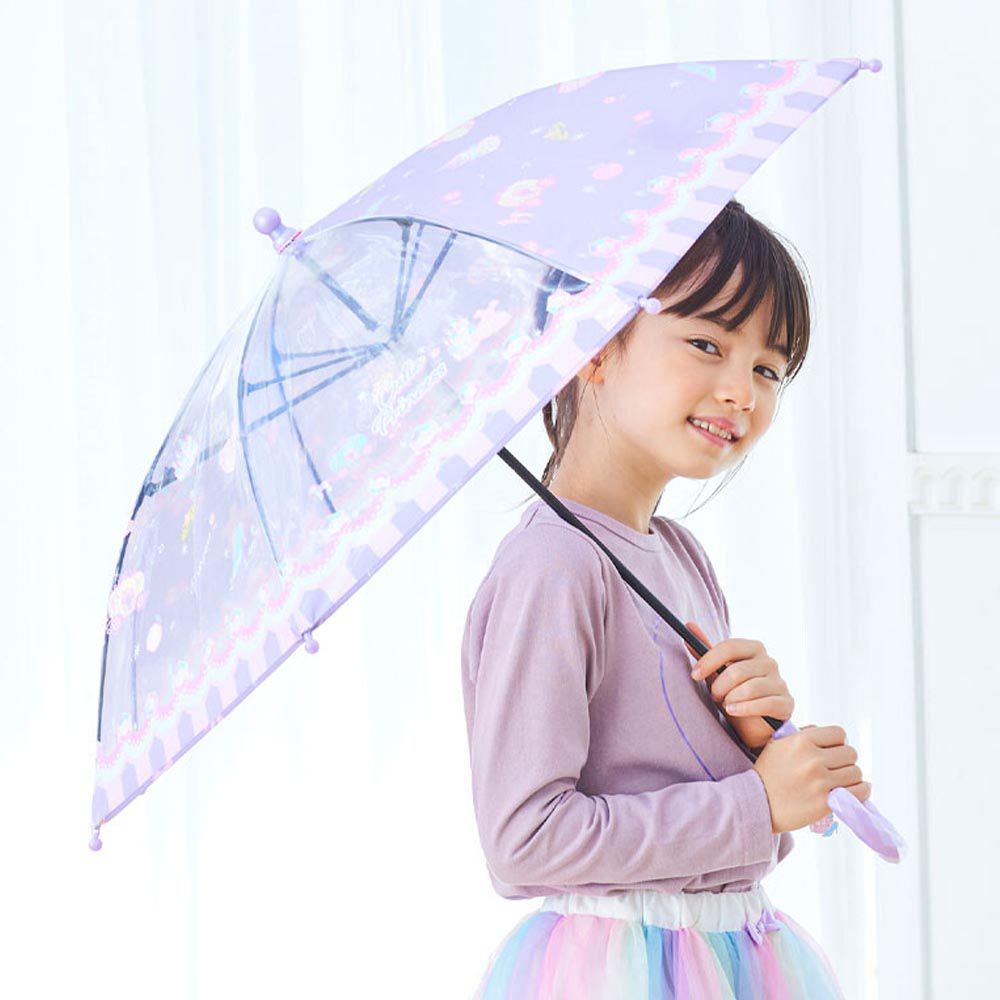 日本中谷 - 透明窗設計兒童雨傘/直傘-夢幻馬車-粉紫 (45cm(身高105-115cm))