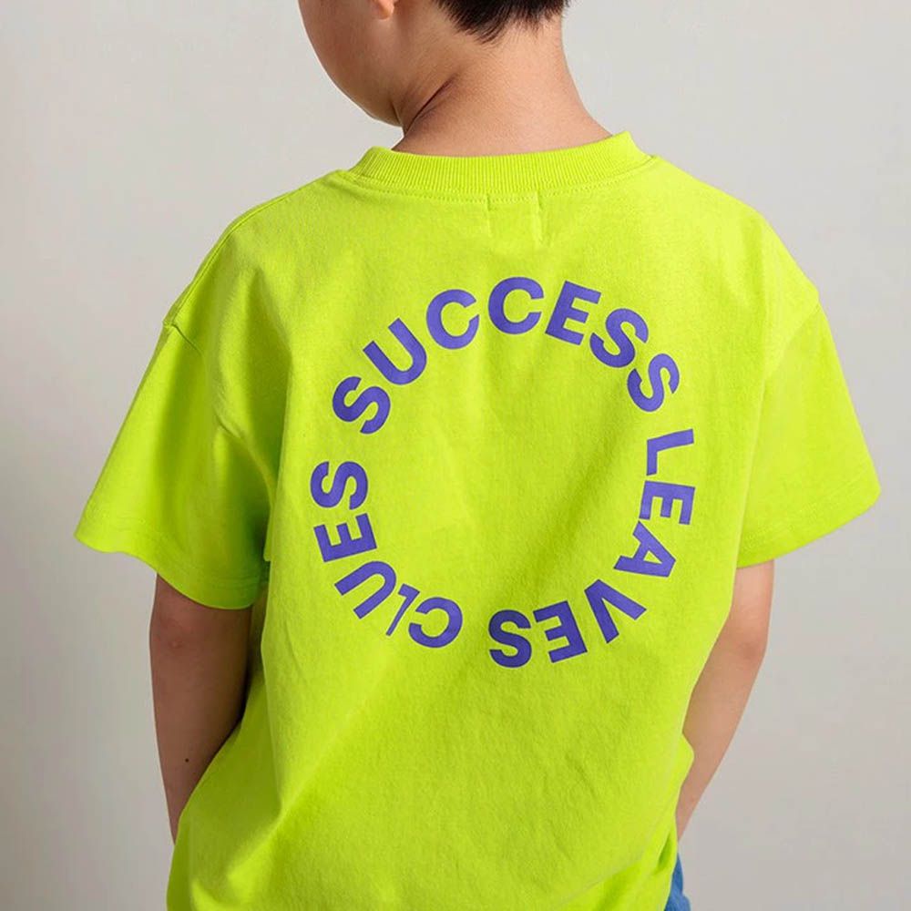 100%棉 街頭印花短袖上衣-SUCCESS-亮黃