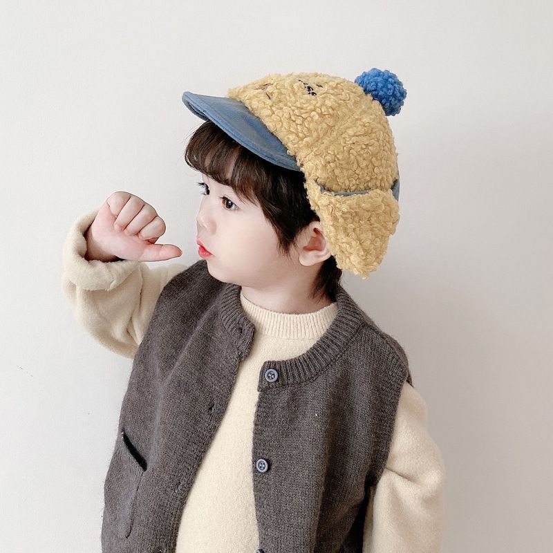 毛絨絨鴨護耳毛帽-白色 (47-50CM(建議2歲-4歲))