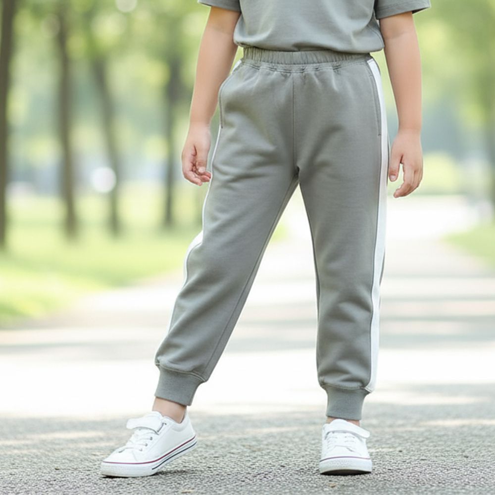 側邊拼接褲-灰色