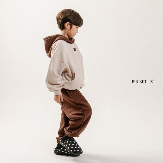 韓國 BUCKET LIST - (內磨毛)OTHER刺繡連帽T-咖啡
