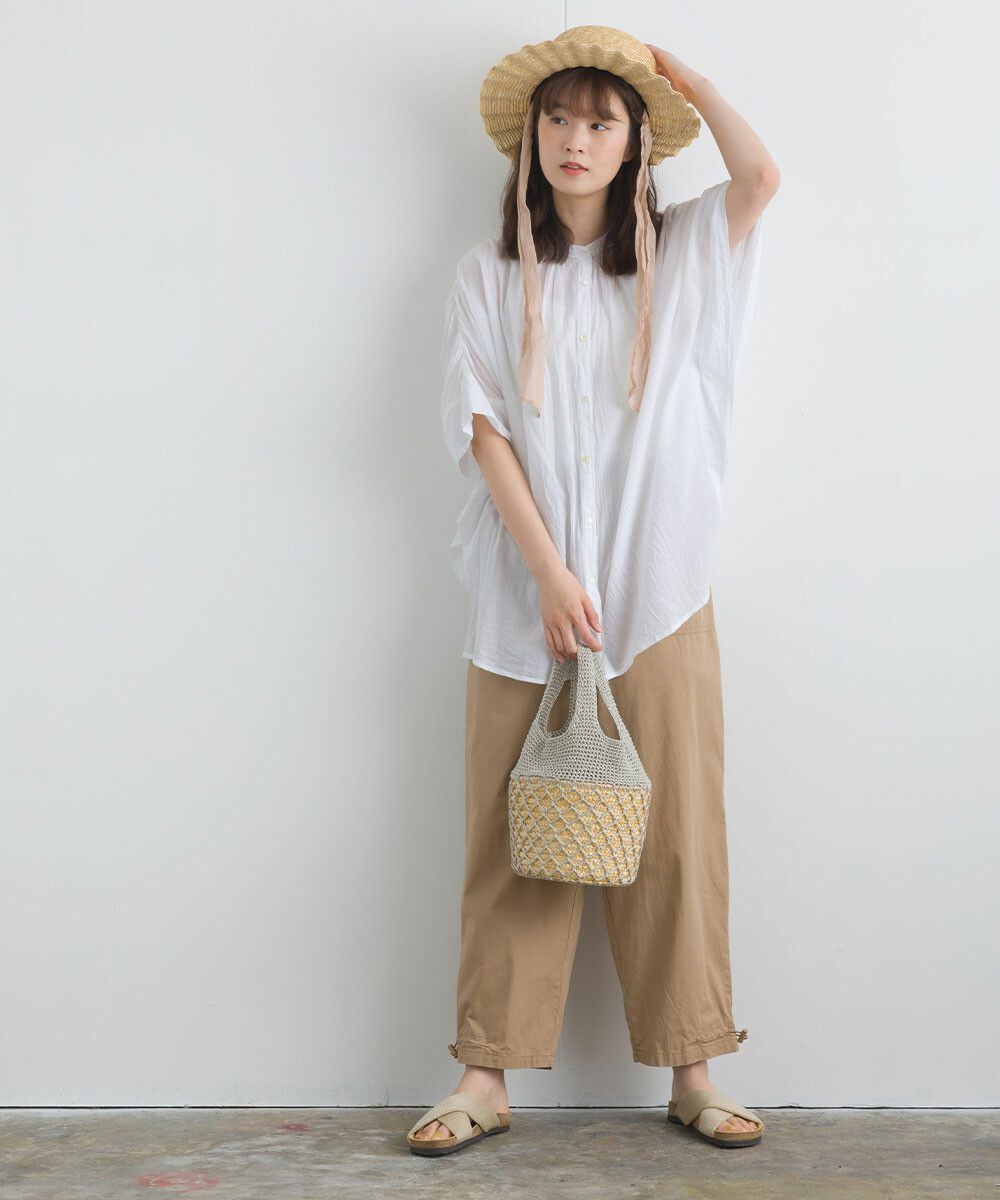 日本女裝代購 - 100%印度棉 質感百搭落肩短袖襯衫-經典黑