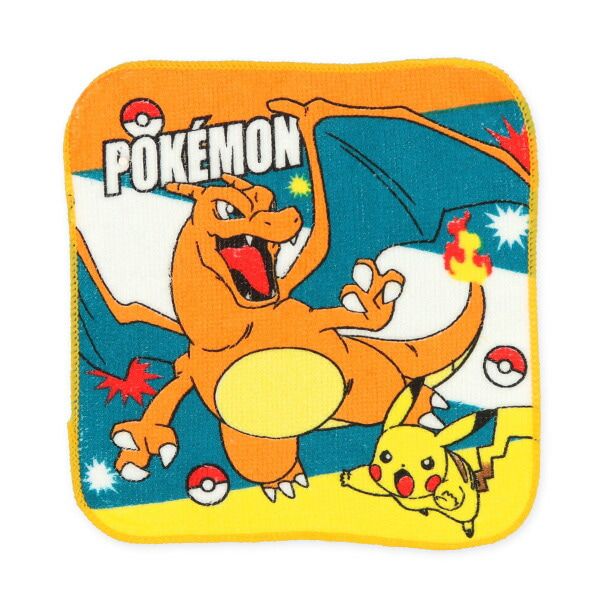 日本西松屋 - 純棉上學擦手巾/手帕(3入組)-寶可夢-耿鬼/噴火龍 (16×16cm)