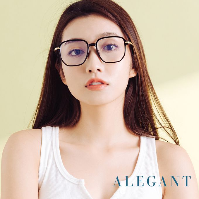 ALEGANT - 日系簡約透視感墨金黑TR90輕量光學方框UV400濾藍光眼鏡