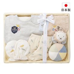 akachan honpo - 日本製新生兒禮盒-獅子 (哺乳圍兜・手套:50~70cm 圍兜:60~70cm 襪子:11~13cm)-日本製