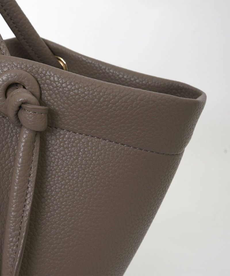 日本 COOCO - 仿皮雙綁帶蝙蝠托特包-黑 (24x25x14cm)