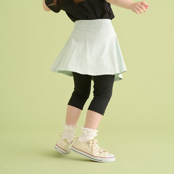 日本 Lycee mine - 波浪甜美彈性內搭褲裙(6分丈)-薄荷綠