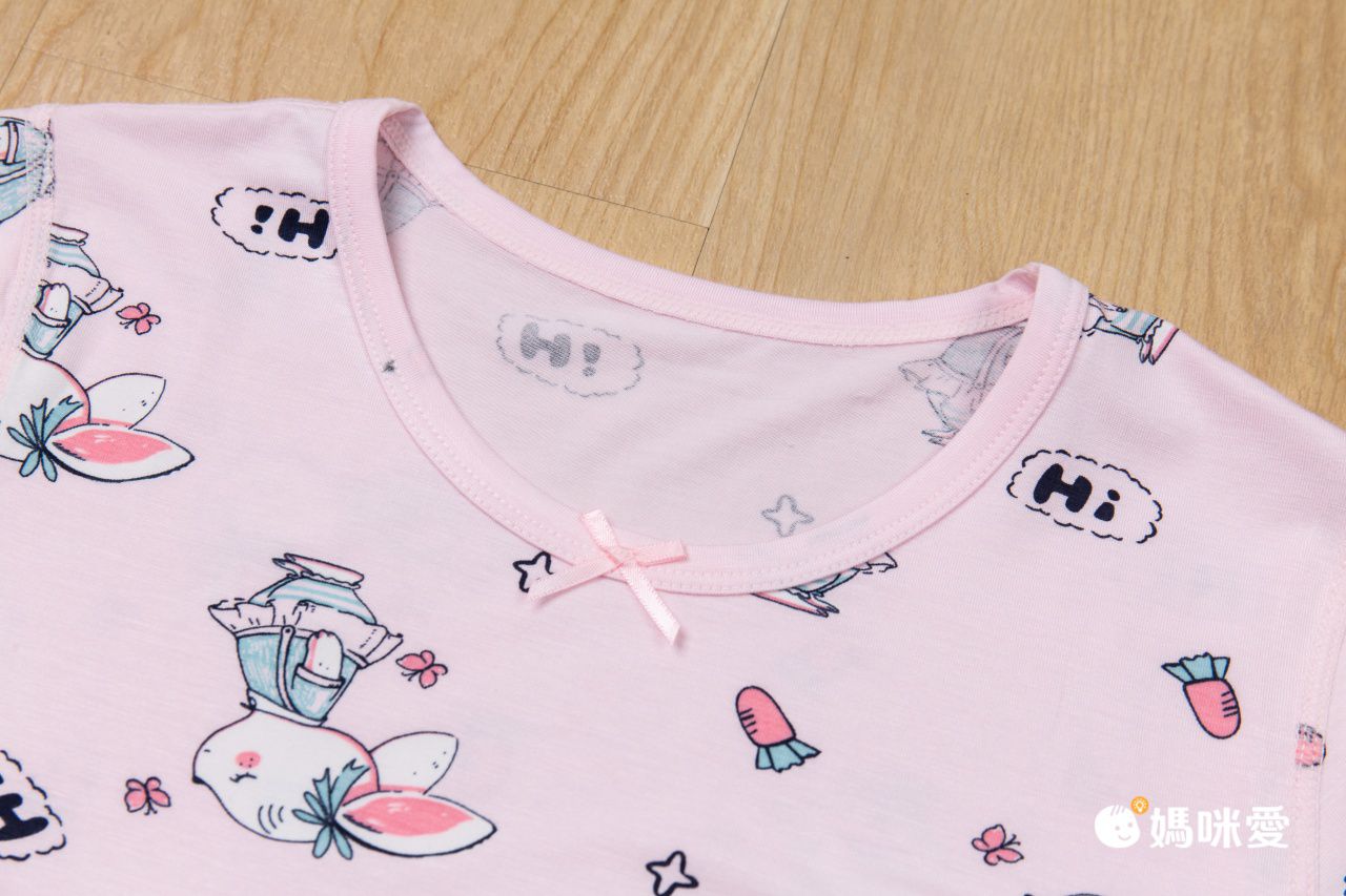 莫代爾涼感女寶連身睡裙/家居服-萌萌小兔-粉色