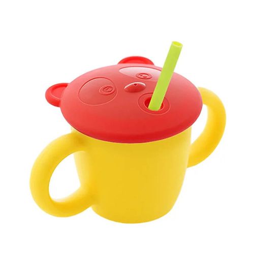 韓國 sillymann - 100%鉑金矽膠 兒童專用雙手握把喝水學習杯(220ml)-檸檬黃
