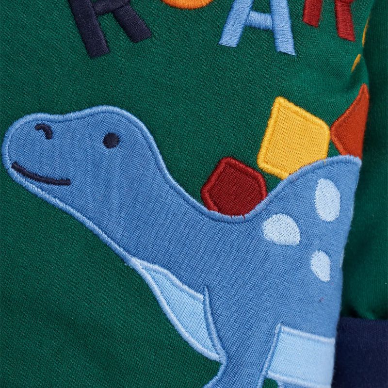 英國 JoJo Maman BeBe - 雙面穿100%純棉保暖連帽外套-淘氣恐龍