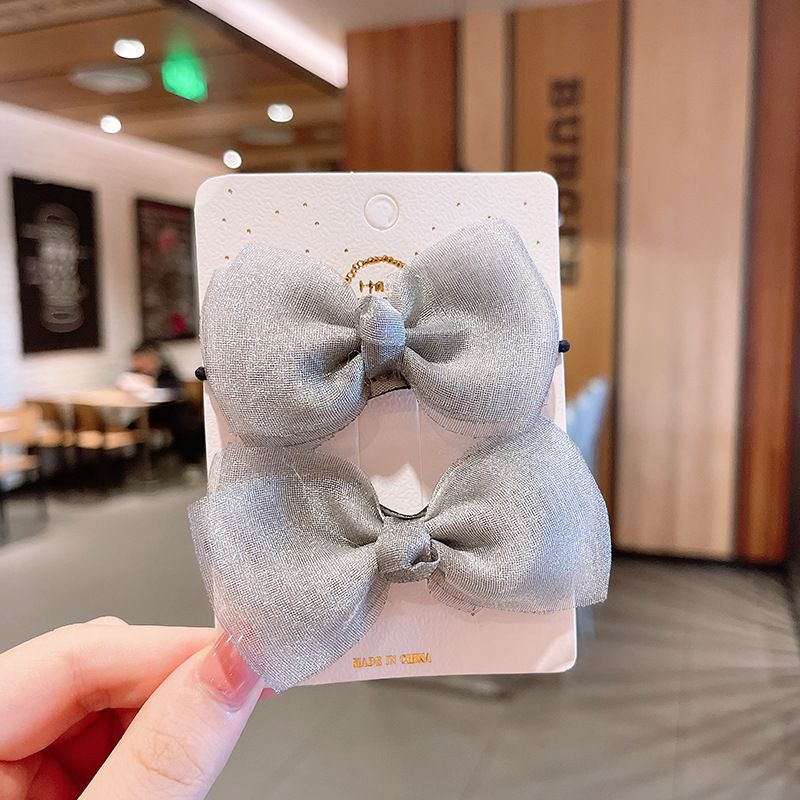 亮亮網紗蝴蝶結髮夾(2入組)-海軍藍