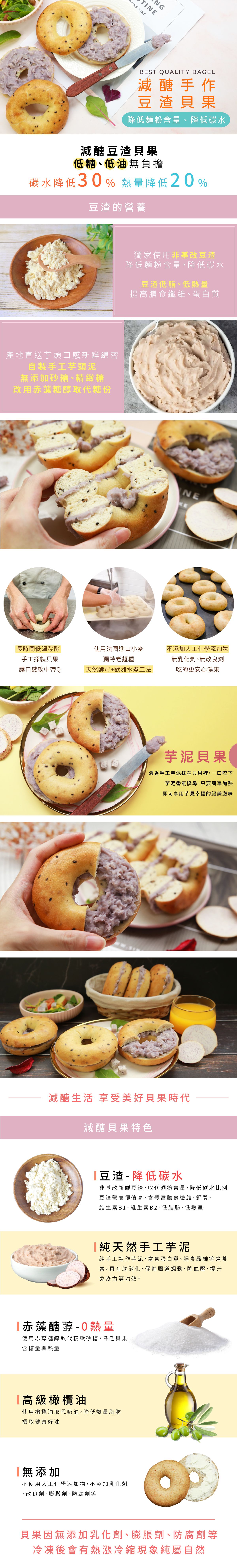 原味時代 - 【減醣手作貝果】芋泥貝果3顆-100g土10g/顆