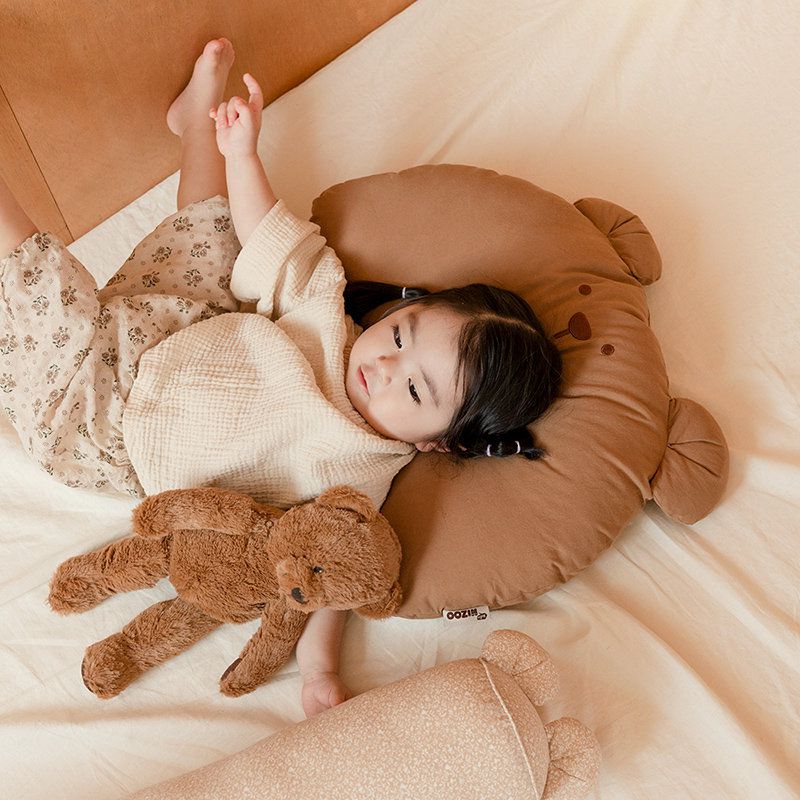 正韓Hello HiZoo - 純手工製動物造型純棉柔感兒童枕/防蟎枕/透氣枕/健康枕-Hi Bear 熊熊