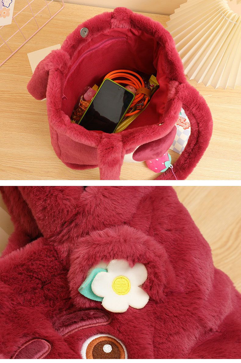 卡通毛茸茸單肩包/手提包-卡通人物毛怪-藍色 (35x11x26cm)