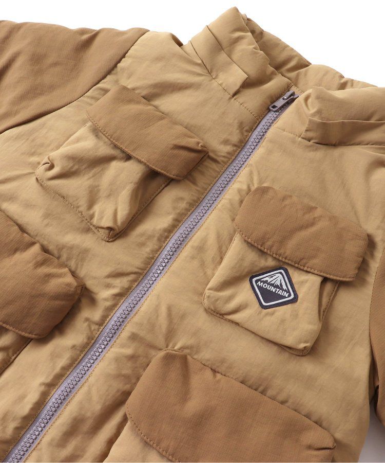 日本 BREEZE - 多口袋頂級保暖鋪棉連帽外套-卡其