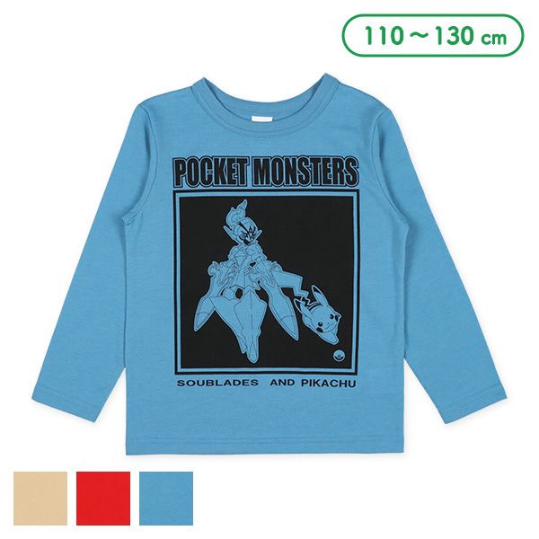 日本西松屋 - 寶可夢 圓領印花長袖上衣-紅蓮鎧騎-卡其