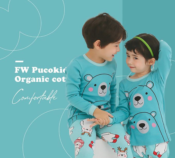 正韓 Puco - 超優質嬰幼兒/兒童長袖100% 有機純棉家居服/睡衣-抱抱北極熊