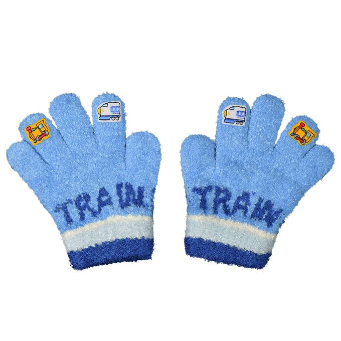 akachan honpo - 5指手套-指尖交通工具-藍色 (100cm)