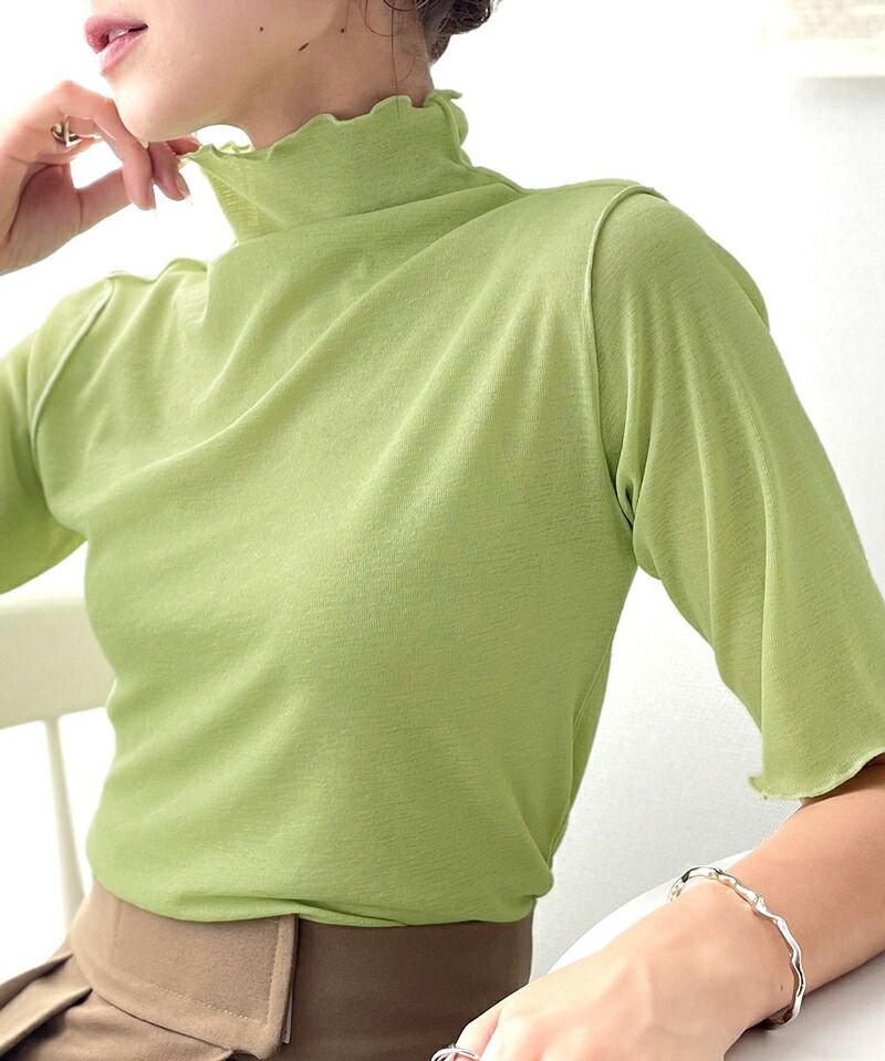 日本 Classical Elf - 百搭簡約木耳領短袖上衣-膚粉