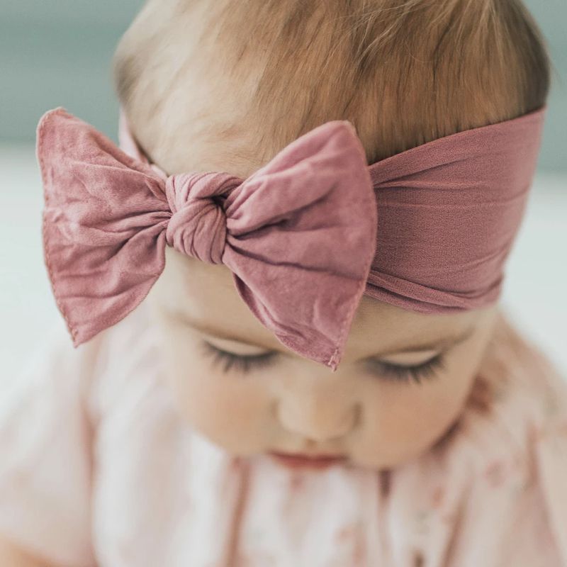 美國baby bling - 純手工極優雅細緻輕柔微彈性/毫無束縛感蝴蝶結髮帶/髮飾禮盒組-芭蕾粉灰白