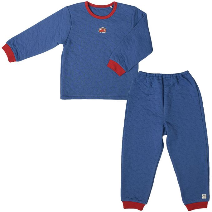 akachan honpo - 長袖鋪棉套頭家居服-消防車-藍色