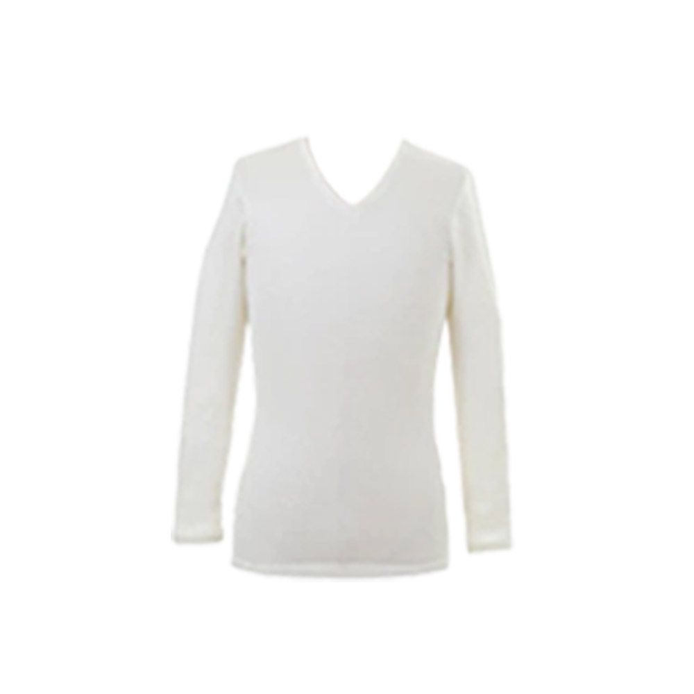 日本製 肌極保暖衣V領-男-白色