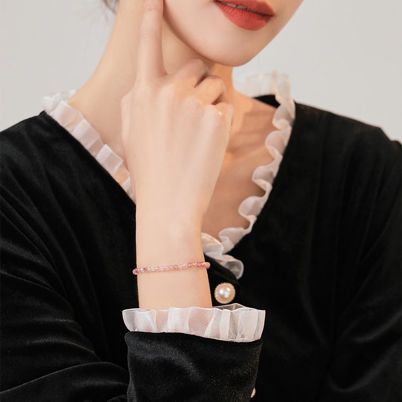 3mm草莓晶手鏈-圓珠款