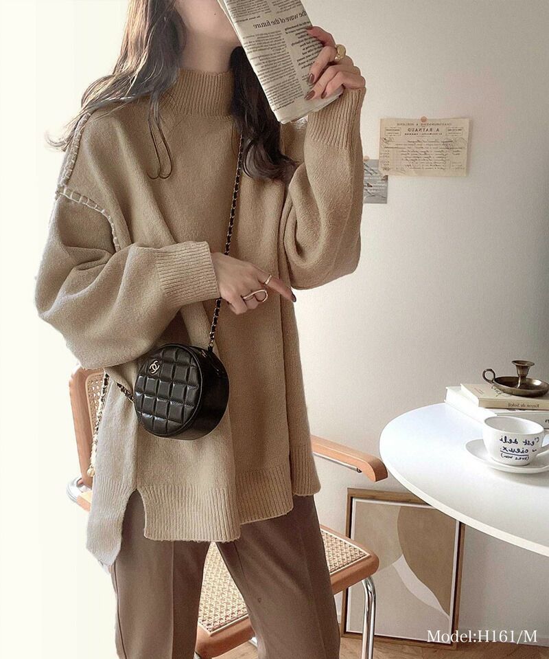 日本 Classical Elf - 復古粗縫線針織毛衣-肉桂橘