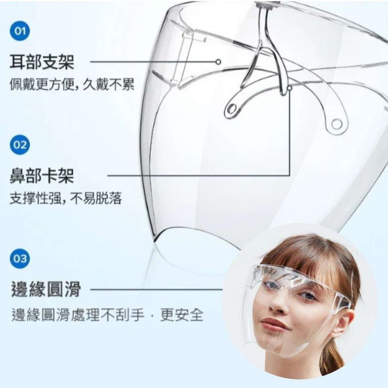 硬殼透明時尚太空隔離面罩/全臉防霧防護面罩/高清視線佳-特惠8入組 (非醫療用品)