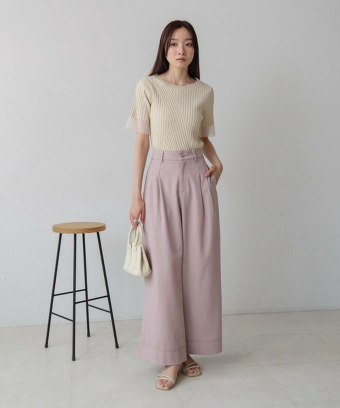 日本 Bab - 簡潔縫線俐落寬版長褲-黑