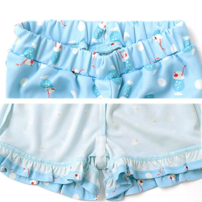 日本 ZOOLAND - 接觸冷感 透氣蘇打印花短褲-水藍