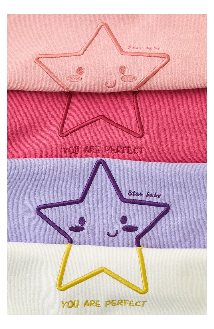 針織刺繡圓領長袖上衣-星星-米白色