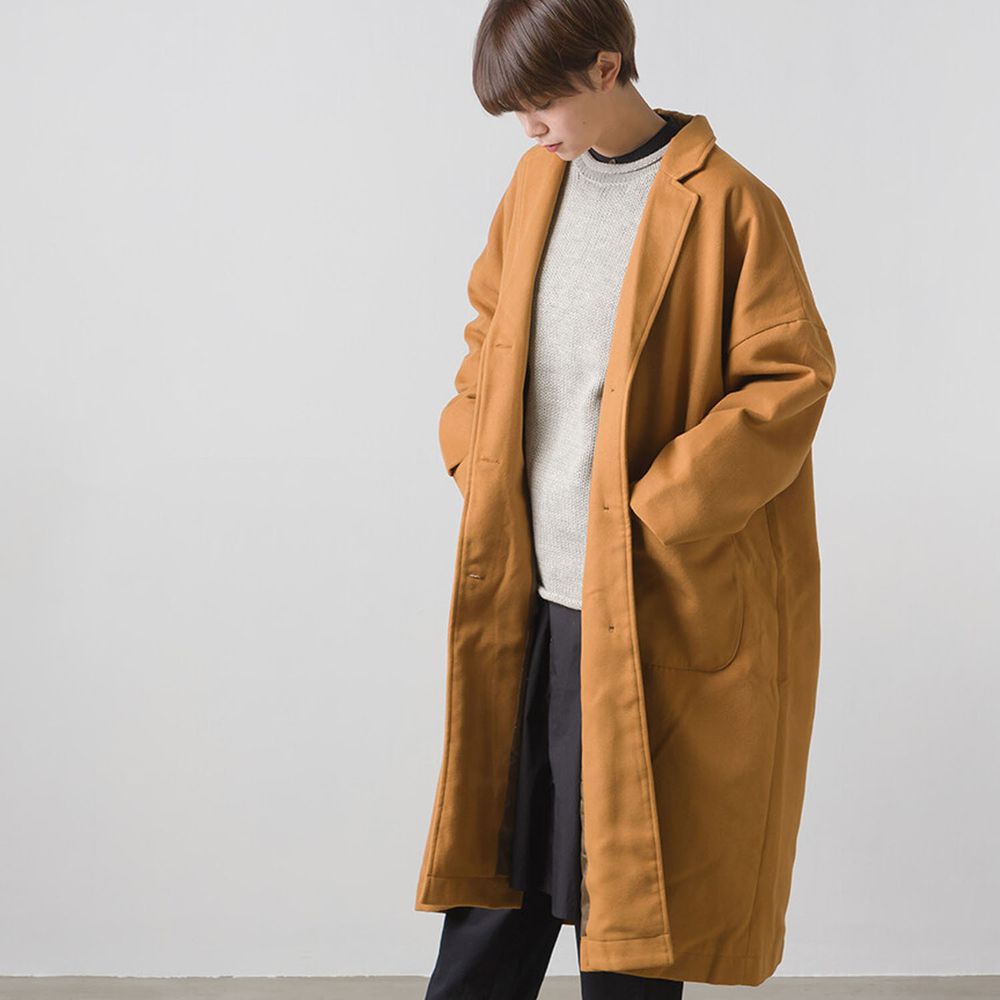 日本 OMNES - 繭型修身長版大衣-焦糖