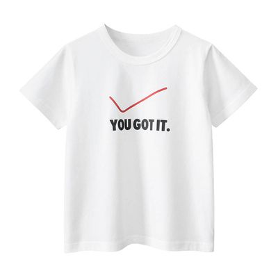 27KIDS - 純棉短袖上衣-YOU GOT IT-米白