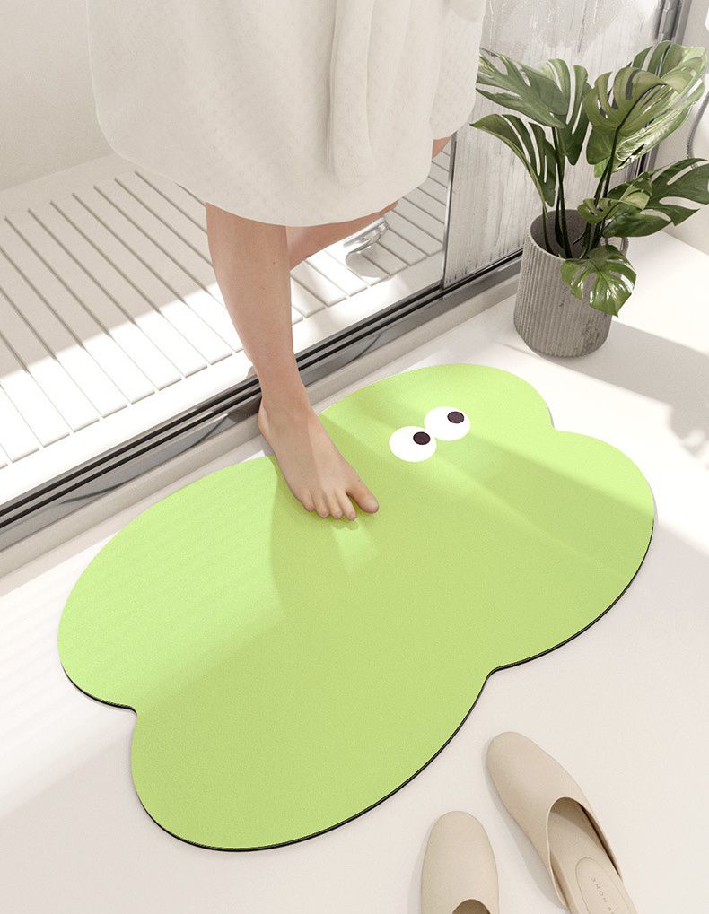 科技絨速乾防滑腳踏墊-震驚小綠花-綠色