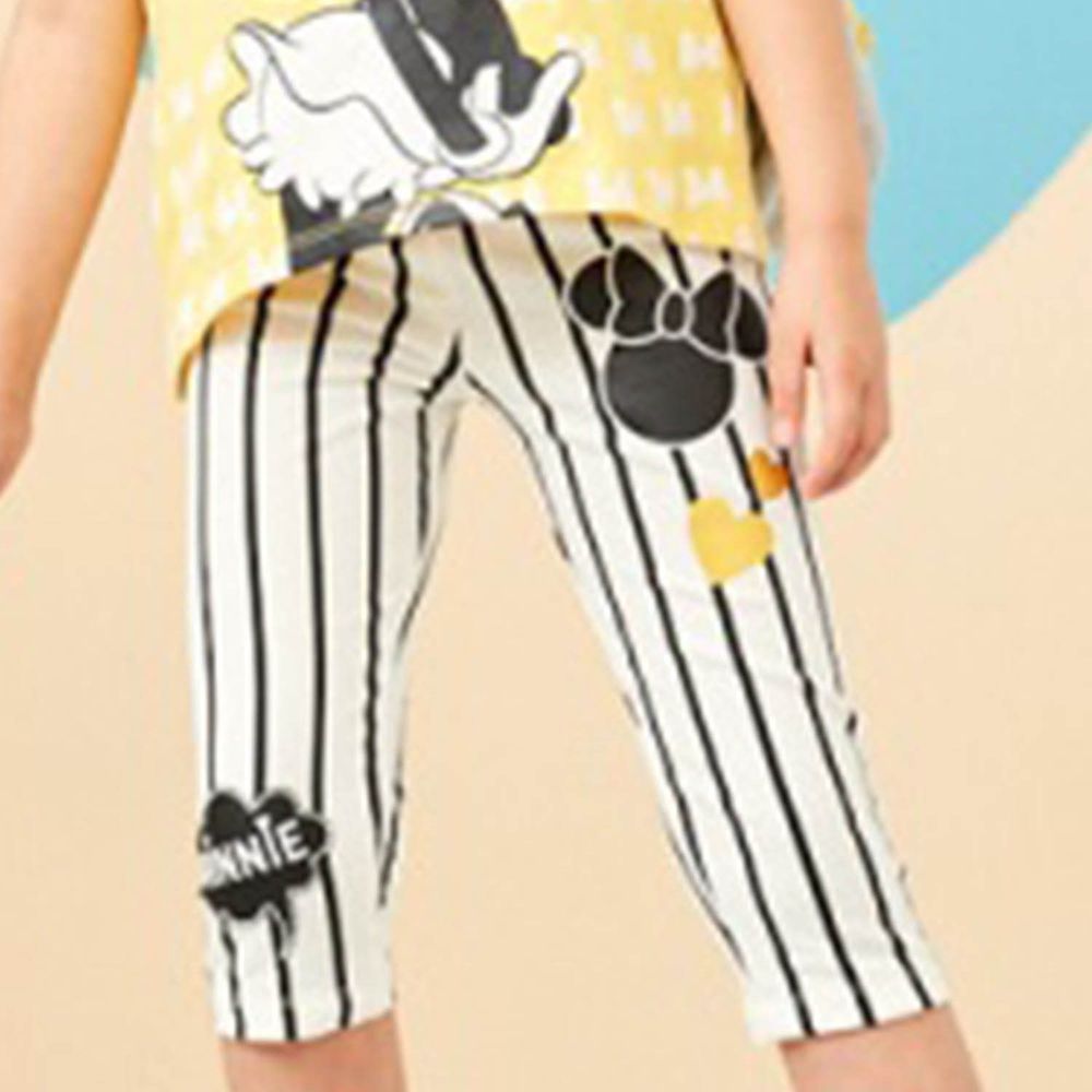 麗嬰房 Disney - 米妮系列歡樂愛心條紋彈力棉褲-白色