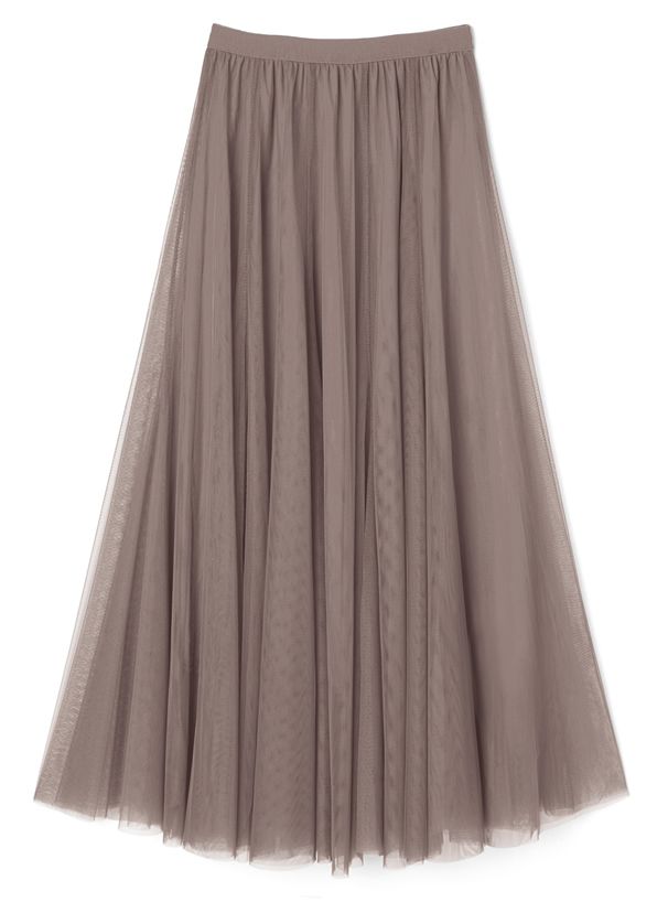 日本 GRL - 飄逸顯瘦雙層傘紗裙-天使白 (M)