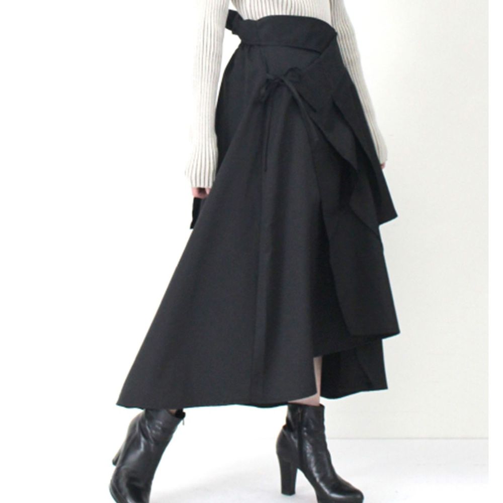 日本 Riche Glamour - 不規則剪裁長裙-黑