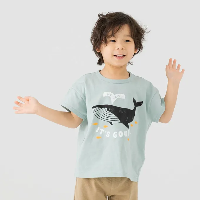 日本 Chil2 - 100%棉 印花柔軟短袖上衣-復古車車-紫