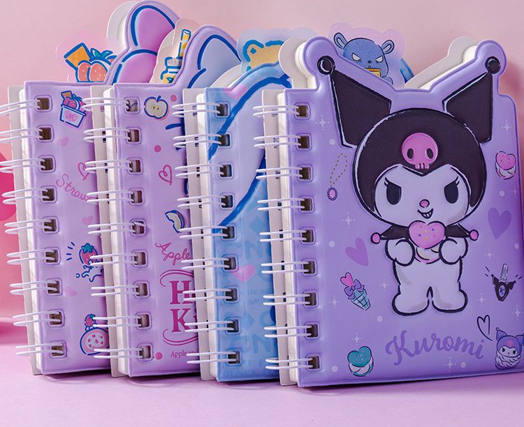 卡通不規則造型線圈手帳筆記本-卡通人物酷洛米-紫色 (17.7x12cm)