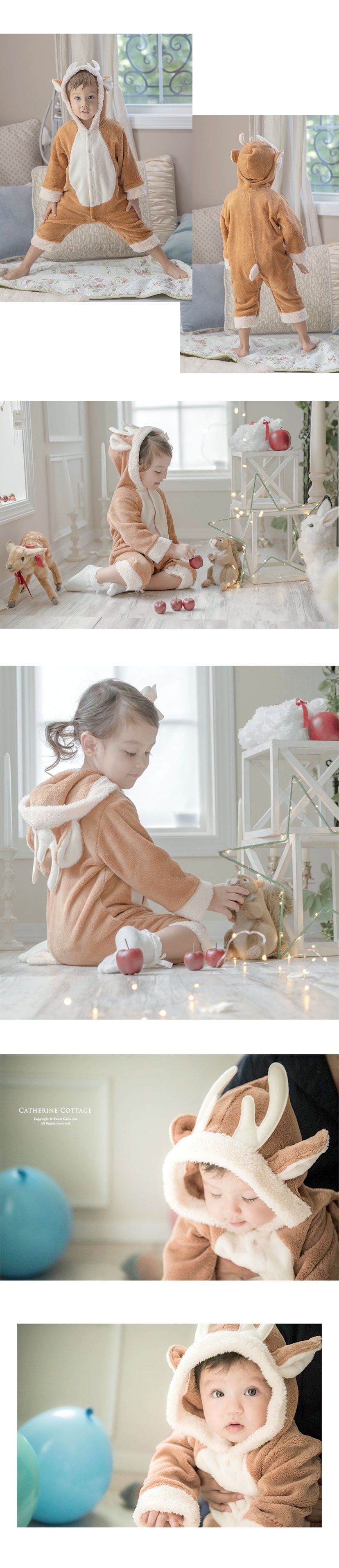 日本 Catherine Cottage - 可愛絨毛連帽聖誕造型服-馴鹿洋裝