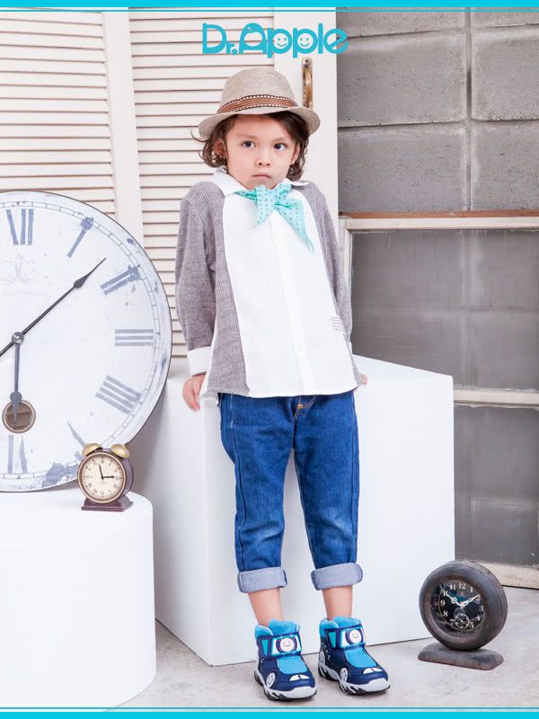 Dr. Apple - 機能童鞋_拉風急速賽車手中筒童靴-藍