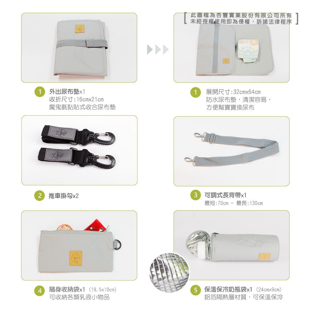 德國 Lassig - 復刻太空後背媽媽包-太空灰-含尿布墊+推車掛勾+保溫瓶收納包