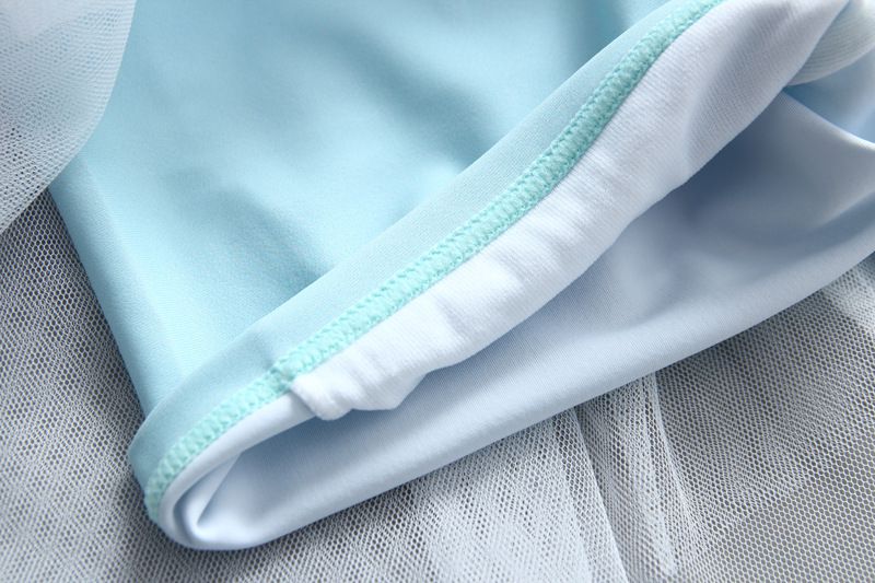 女寶長袖泳裝套裝(附帽子)-英文字母-淺藍色