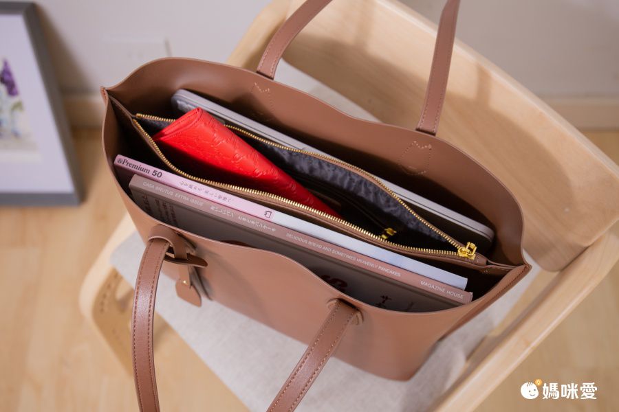 真皮大容量托特包-A4/13吋筆電可放-咖啡色 (34.5x27x12cm)